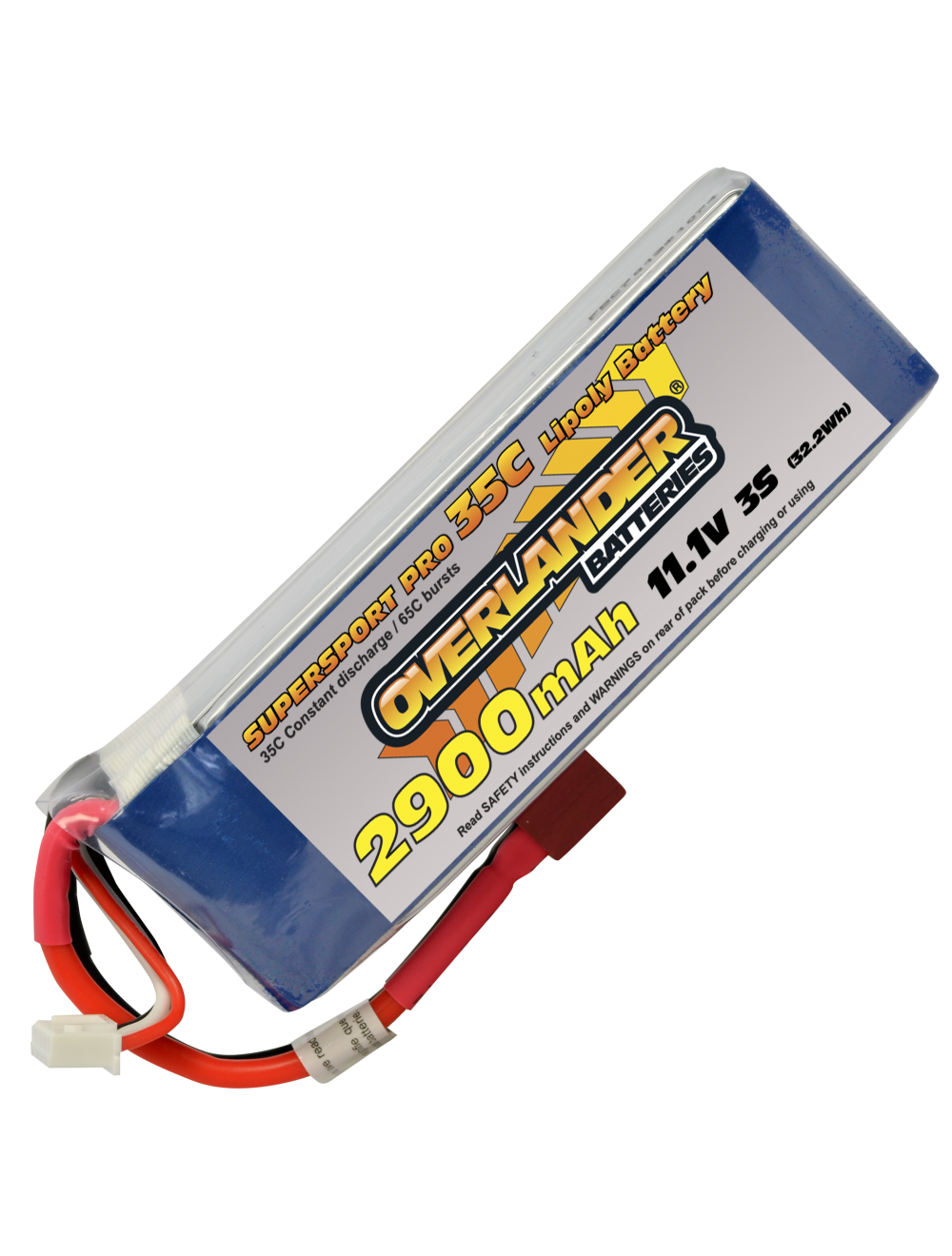 Overlander 2900mAh 3S 11.1v 35C LiPo Battery - Deans