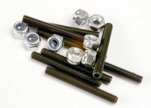 Traxxas Set (grub) screw, 3x25mm (8)  3mm nylon locknuts (8)