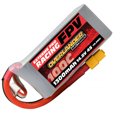 Overlander 1300mAh 4S 14 8v 100C FPV LiPo Battery With XT60 Connector