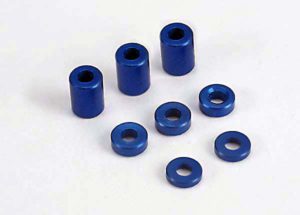 Traxxas Blue-anodized, aluminum spacers 3x6x8mm 3  3x6x1.5mm