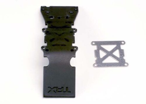 Traxxas Skidplate, front plastic (black)  stainless steel plate