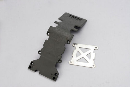 Traxxas Skidplate, rear plastic (grey)  stainless steel plate