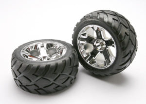 Traxxas Tires & wheels assembled glued All-Star chrome wheels An