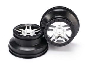 Traxxas Wheels SCT Split-Spoke satin chrome black beadlock style