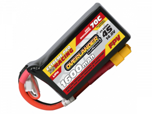 1600mAh 4S 14.8v 70C FPV Lipo Battery with XT60 Connector (Deep Shape) - High Discharge