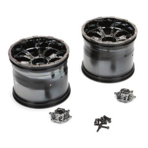 Losi LST XXL-2 420S Black Chrome Force Wheel with Cap (2) - LOS44000