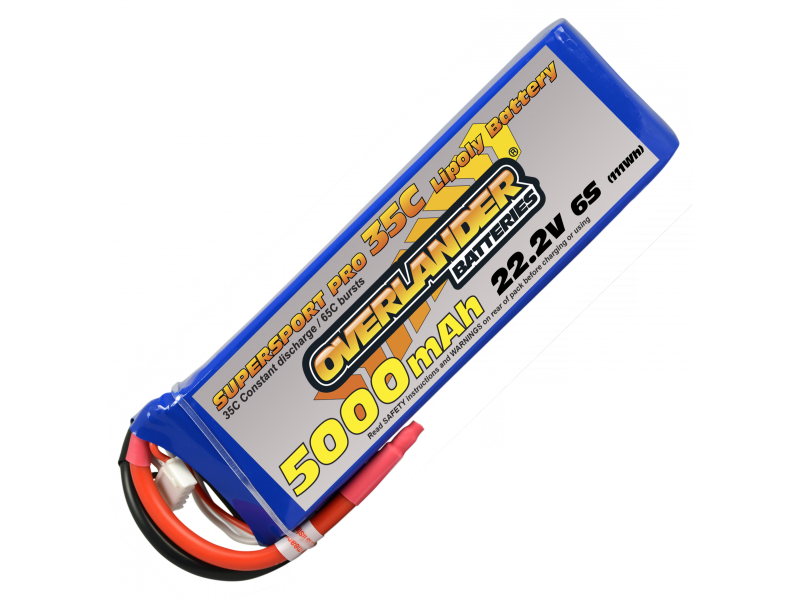5000mAh 6S 22.2v 35C LiPo Battery - Overlander Supersport Pro