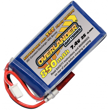 850mAh 2S 7.4v 35C LiPo Battery with BEC connector