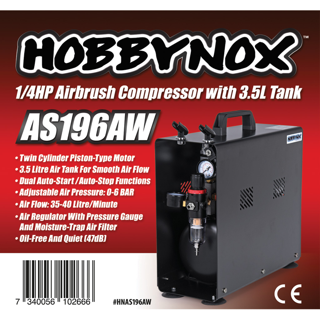 AIRBRUSH COMPRESSOR 1/4HP 3.5L (0-6BAR)