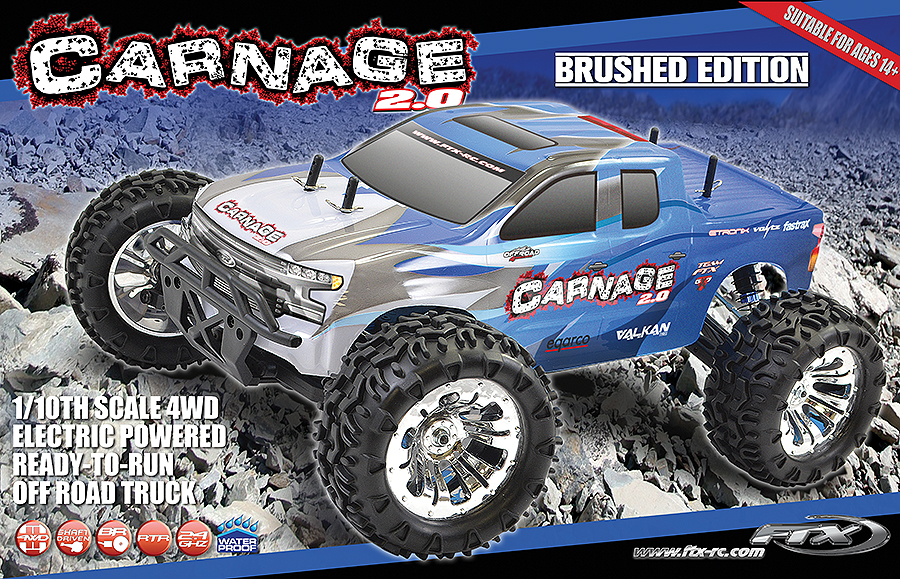 FTX CARNAGE 2.0 1/10 BRUSHED TRUCK 4WD RTR - BLUE