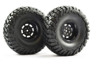 FTX MAULER 2.2" ALL TERRAIN TYRES PRE-GLUED ON BLACK WHEELS (2)