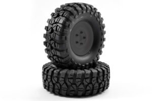 FTX OUTBACK PRE-MOUNTED STEEL LOOK LUG/TYRE (2) - BLACK