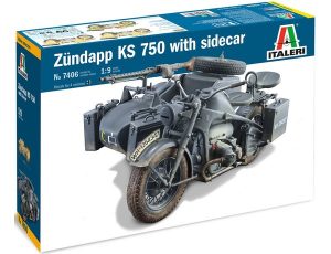 ITALERI 1/9 GERMAN ZUNDAPP KS750 WITH SIDECAR