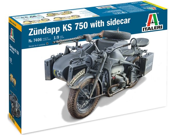 ITALERI 1/9 GERMAN ZUNDAPP KS750 WITH SIDECAR
