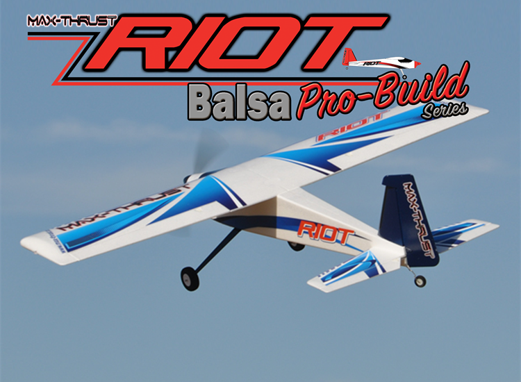 MAX THRUST PRO-BUILT BALSA RIOT KIT BLUE - IC OR ELECTRIC