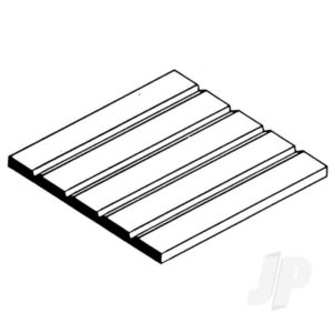 Evergreen 6x12in (15x30cm) O Scale Passenger Car Siding Sheet ..030in (0.75mm) Thick .047in Spacing (1 Sheet per pack) EVG3047