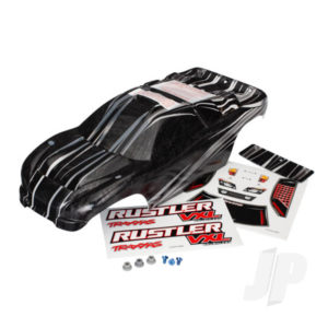 Traxxas Body, Rustler VXL, ProGraphix (replacement for the painted Body. Graphics are printed, requires paint & final colour application) / decal sheet / wing and aluminium hardware