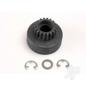 Traxxas Clutch bell, (18-tooth) / 5x8x0.5mm fiber washer (2 pcs) / 5mm E-clip (requires #4609 - ball bearings, 5x10x4mm (2 pcs))
