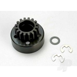 Traxxas Clutch bell (15-tooth) / 5x8x0.5mm fiber washer (2 pcs) / 5mm e-clip (requires 5x11x4mm ball bearings part #4611) (1.0 metric pitch)
