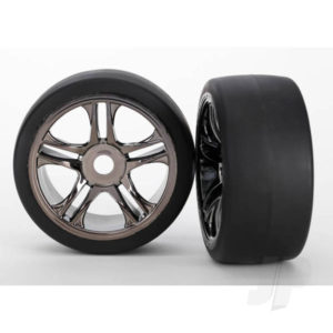 Traxxas Black Chrome, Split-Spoke Wheels and Slick