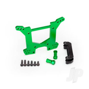 Traxxas Shock tower, Rear, 7075-T6 aluminium (Green-anodized) (1pc) / Body mount bracket (1pc)