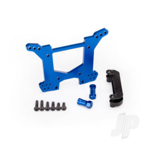 Traxxas Shock tower, Rear, 7075-T6 aluminium (Blue-anodized) (1pc) / Body mount bracket (1pc)