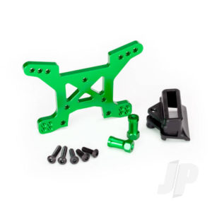 Traxxas Shock tower, Front, 7075-T6 aluminium (Green-anodized) (1pc) / Body mount bracket (1pc)