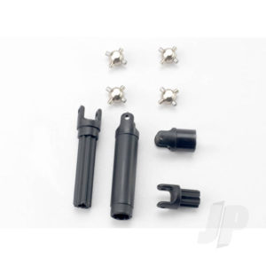Traxxas Half shafts, center Front (1pc), center Rear (1pc) (internal splined half shafts (2 pcs) / external splined half shaft) (2 pcs)) / metal u-joints (4 pcs)