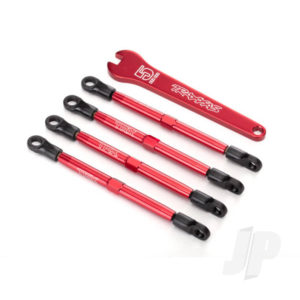 Traxxas Toe links, aluminium (Red-anodized) (4 pcs) (assembled with rod ends and threaded inserts)