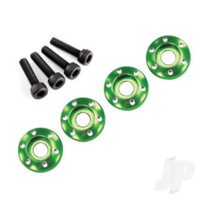 Traxxas Wheel nut washer, machined aluminium, Green / 3x12mm CS (4 pcs)