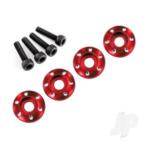 Traxxas Wheel nut washer, machined aluminium, Red / 3x12mm CS (4 pcs)