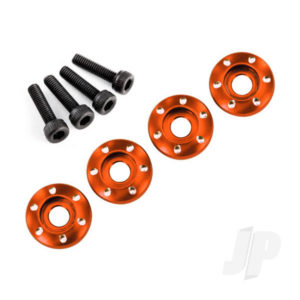 Traxxas Wheel nut washer, machined aluminium, orange / 3x12mm CS (4 pcs)
