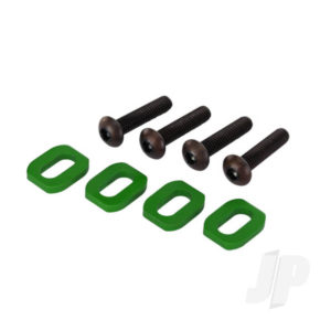 Traxxas Washers, motor mount, aluminium (Green-anodized) (4 pcs) / 4x18mm BCS (4 pcs)