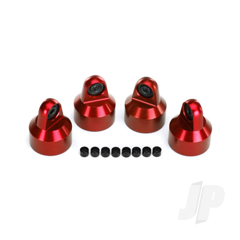 Traxxas Shock caps, aluminium (Red-anodized), GTX shocks (4 pcs) / spacers (8 pcs)
