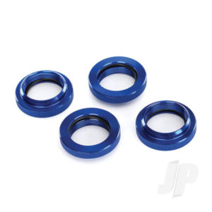 Traxxas Spring retainer (adjuster), Blue-anodized aluminium, GTX shocks (4 pcs) (assembled with o-ring)