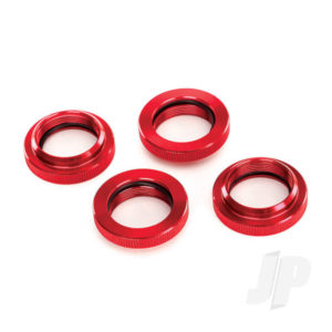 Traxxas Spring retainer (adjuster), Red-anodized aluminium, GTX shocks (4 pcs) (assembled with o-ring)