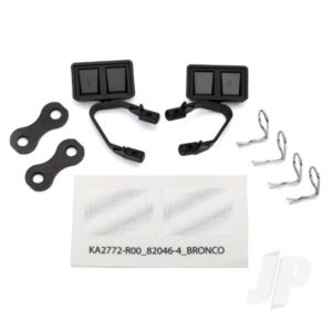 Traxxas Mirrors, side, black (left & right) / retainers (2 pcs) / Body clips (4 pcs) (fits #8010 Body)