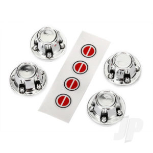 Traxxas Center caps, wheel (chrome) (4 pcs) / decal sheet (requires #8255A extended stub axle)