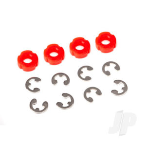Traxxas Piston, damper (Red) (4 pcs) / e-clips (8 pcs)