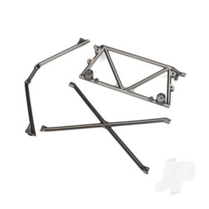 Traxxas Tube Chassis, center support / cage top / Rear cage support (satin black chrome-plated)