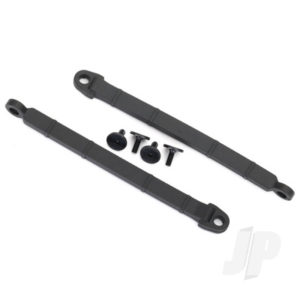 Traxxas Limit strap, Rear suspension (2 pcs) / 3x8 flat-head screw (4 pcs)