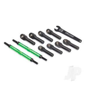 Traxxas Toe links, E-Revo VXL (Tubes Green-anodized, 7075-T6 aluminium, stronger than titanium) (144mm) (2 pcs) / rod ends, assembled with Steel hollow balls (8 pcs) / aluminium wrench, 10mm (1pc)