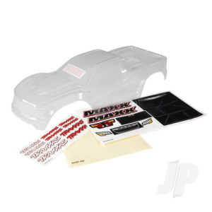 Traxxas Body, Maxx, heavy duty (clear, untrimMedium, requires painting) / window masks / decal sheet