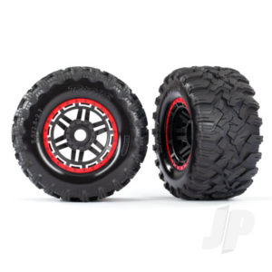 Traxxas Maxx Wheels and Tyres Assembled All Terrain Tyres 17mm Hex - Red Beadlock TRX8972R