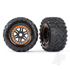 Traxxas Maxx Wheels and Tyres Assembled All Terrain Tyres 17mm Hex - Orange Beadlock TRX8972T
