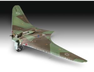 The Revell 1/48 Horten G0229 A-1 plastic aircraft model accurately recreates the experimental WWII German aircraft. This plastic sci-fi kit requires paint and glue to complete.