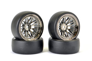 FASTRAX 1/10 DRIFT D1 TYRE W/9MM 20-SPOKE WHEEL-BK CHROME (4)