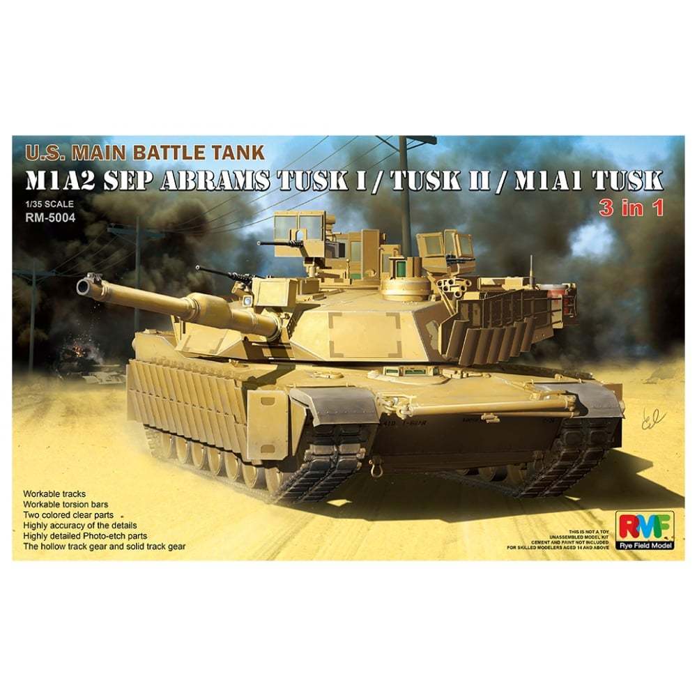 Rye Field U.S. M1A2 SEP Abrams Tusk I/ Tusk II/ M1A1 Tusk 1/35 RM5004