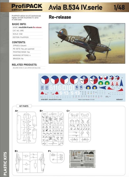 Eduard 1/48 Avia B.534 IV. serie ProfiPACK Edition EDK8192 - Image 8