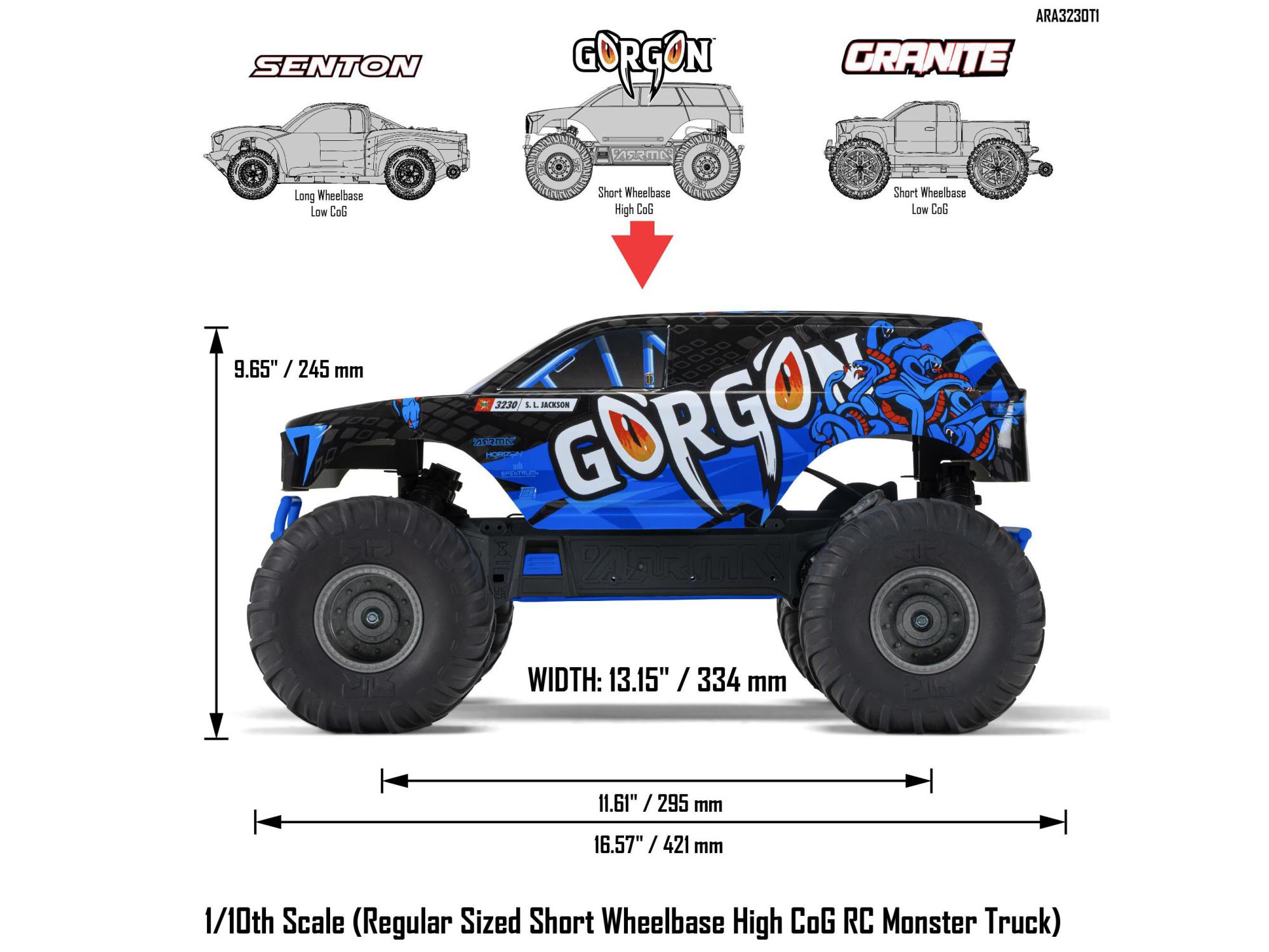1/10 GORGON MEGA 550 2WD MT (no Battery/Charger) Blue - Image 3